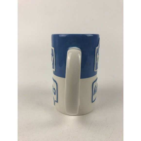 HMK HAPPY CRAPPY Cup Mug Bi Color Blue And White 8 oz *New* - Picture 2 of 11